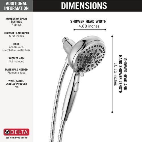 Main product image of 7-Setting SureDock Magnetic Hand Shower, 1.75 GPM (Chrome), 54810-PK