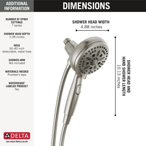 Main product image of 7-Setting SureDock Magnetic Hand Shower, 1.75 GPM (Stainless), 54810-SS-PK
