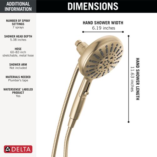 Main product image of 7-Setting SureDock Magnetic Hand Shower, 1.75 GPM (Lumicoat Champagne Bronze), 54910-CZ-PR-PK