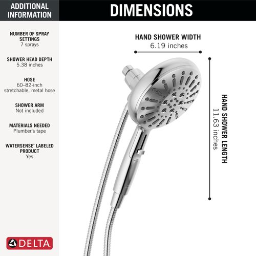 Main product image of 7-Setting SureDock Magnetic Hand Shower, 1.75 GPM (Lumicoat Chrome), 54910-PR-PK