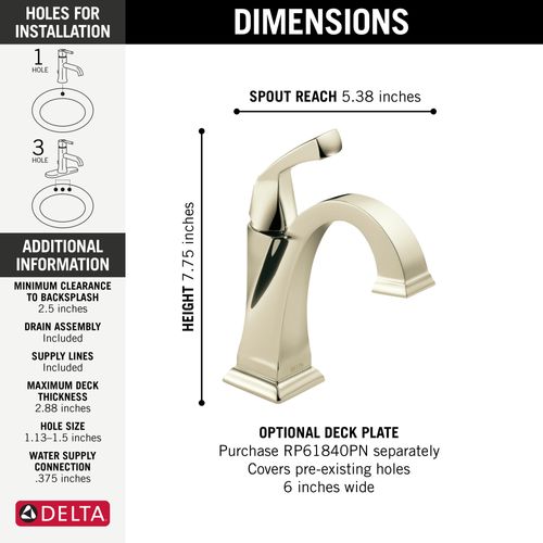 Main product image of Dryden Single Handle Bathroom Faucet (Polished Nickel), 551-PN-DST
