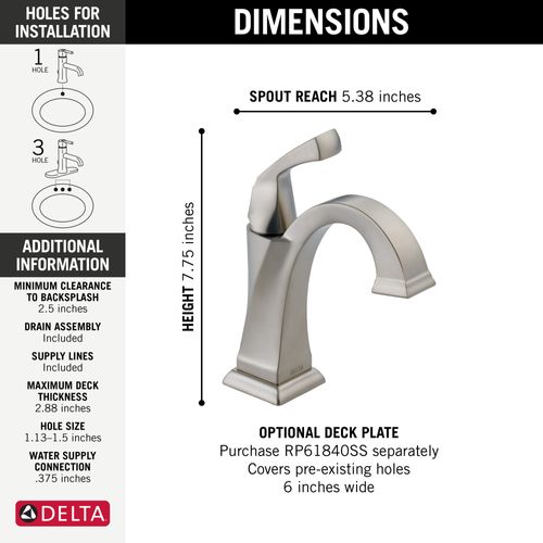 Main product image of Dryden Single Handle Bathroom Faucet (Stainless), 551-SS-DST