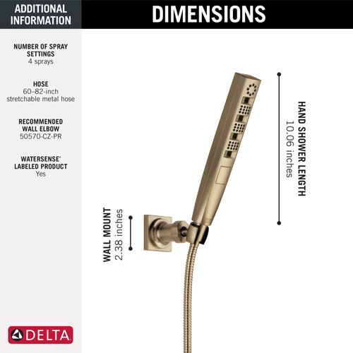 Main product image of H2OKinetic Hand Shower 1.75 GPM Wall-Mount 4S, 1.75 GPM (Lumicoat Champagne Bronze), 55140-CZ-PR