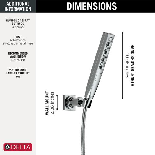 Main product image of H2OKinetic Hand Shower 1.75 GPM Wall-Mount 4S, 1.75 GPM (Lumicoat Chrome), 55140-PR