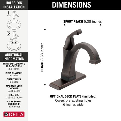 Main product image of Dryden Touch2O Bathroom Faucet w/ Touchless Technology (Venetian Bronze), 551T-RB-DST