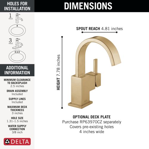 Main product image of Vero Single Handle Bathroom Faucet (Champagne Bronze), 553LF-CZ