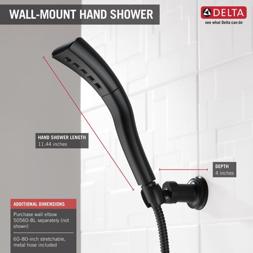 Main product image of Single-Setting H2Okinetic Wall Mount Hand Shower (Matte Black), 55421-BL