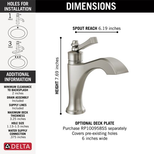 Main product image of Dorval Single Handle Bathroom Faucet (Stainless), 556-SSMPU-DST