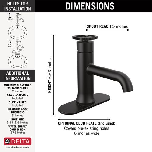 Main product image of 558-BLMPU-DST Trinsic Single Handle Bathroom Faucet (Matte Black)
