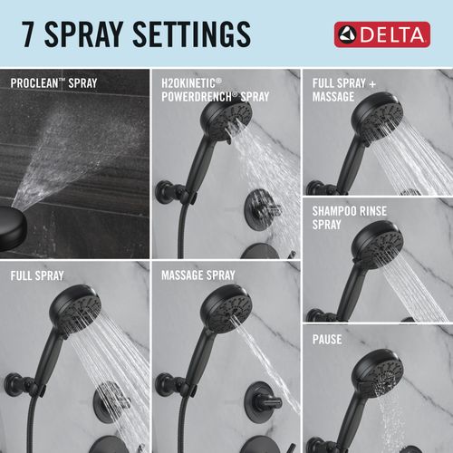 Main product image of 7-Setting Wall Mount Hand Shower with Cleaning Spray, 1.75 GPM (Matte Black), 55884-BL