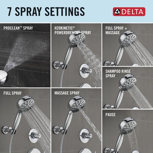 Main product image of 7-Setting Wall Mount Hand Shower with Cleaning Spray, 1.75 GPM (Lumicoat Chrome), 55884-PR