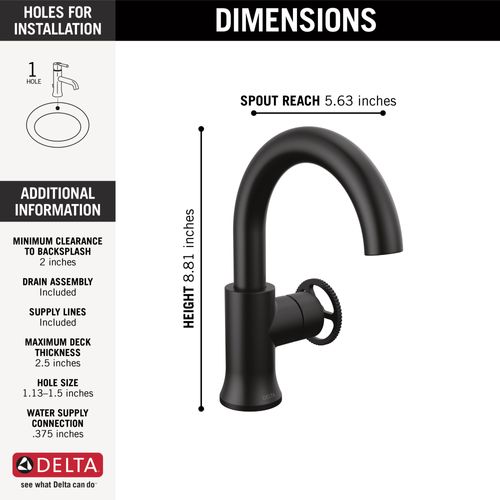 Main product image of 558HAR-BL-DST Trinsic Single Handle Bathroom Faucet (Matte Black)