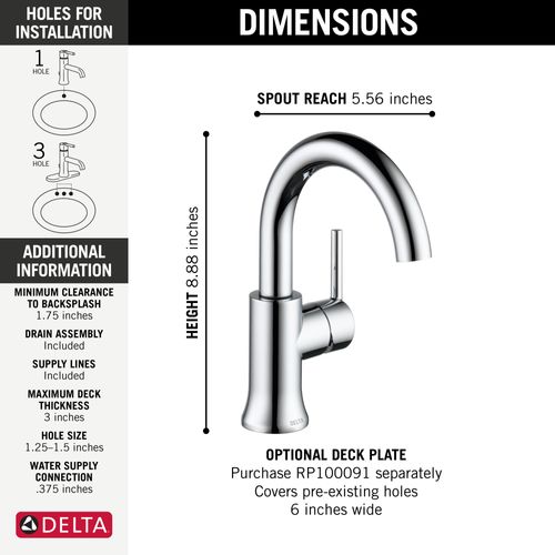 Main product image of 559HA-GPM-DST Trinsic Single Handle High-Arc Bathroom Faucet (Chrome)