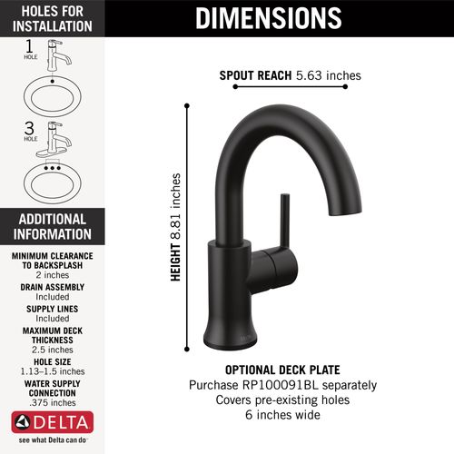 Main product image of 559HAR-BL-DST Trinsic Single Handle Bathroom Faucet (Matte Black)