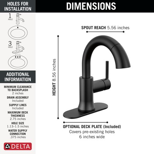 Main product image of Trinsic Single Handle Pull Down Bathroom Faucet, 1.2 GPM (Matte Black), 559HAR-BLPD-DST