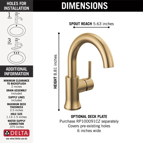 Main product image of Trinsic 1-Handle Bathroom Faucet (Champagne Bronze), 559HAR-CZ-DST