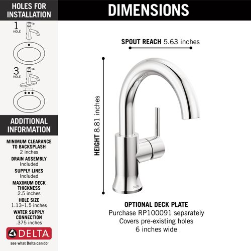 Main product image of Trinsic Single Handle Bathroom Faucet, 1.2 GPM (Chrome), 559HAR-DST