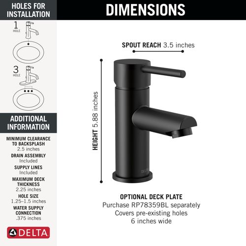 Main product image of Modern Single Handle Project-Pack Bathroom Faucet (Matte Black), 559LF-BLGPM-PP