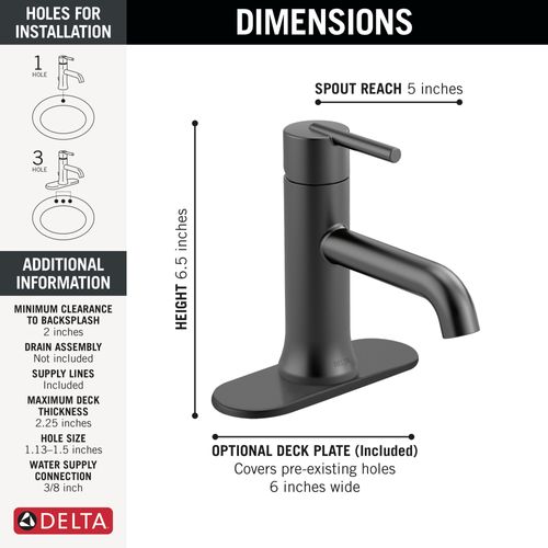 Main product image of 559LF-BLLPU Trinsic Single Handle Bathroom Faucet (Matte Black)
