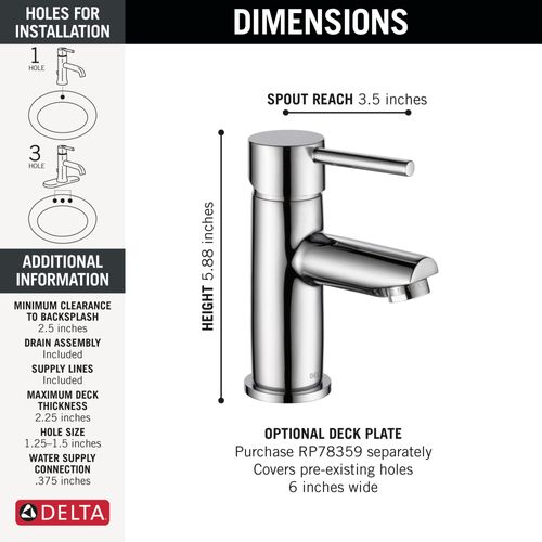 Main product image of Modern 1-Handle Project-Pack Bathroom Faucet (Chrome), 559LF-GPM-PP