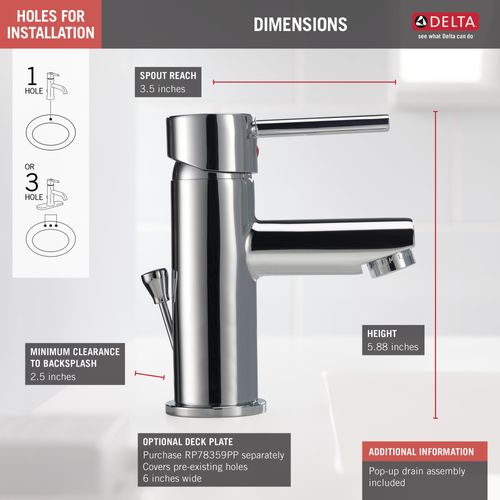 Main product image of 559LF-PP Modern Single Handle Project-Pack Bathroom Faucet (Chrome)