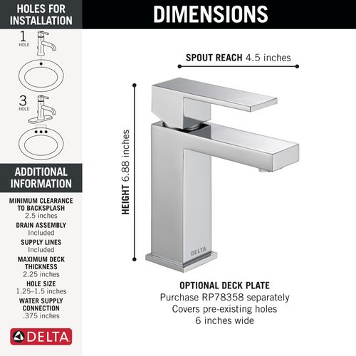 Main product image of 567LF-GPM-PP Modern Single Handle Project-Pack Bathroom Faucet (Chrome)