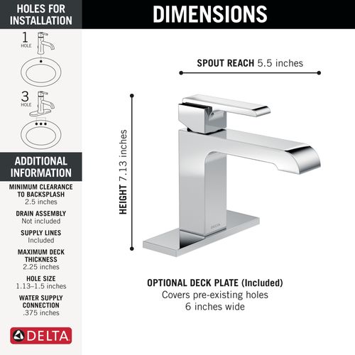 Main product image of Ara Single Handle Bathroom Faucet (Chrome), 567LF-LPU