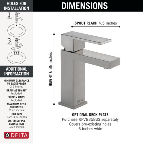 Main product image of 567LF-SSPP Modern Single Handle Project-Pack Bathroom Faucet (Stainless)