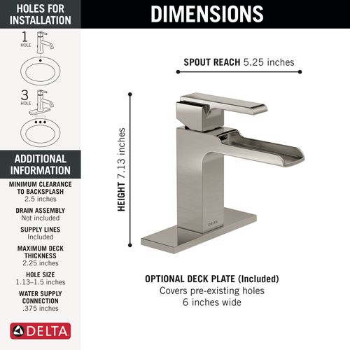 Main product image of 568LF-SSLPU Ara Single Handle Channel Bathroom Faucet (Stainless)