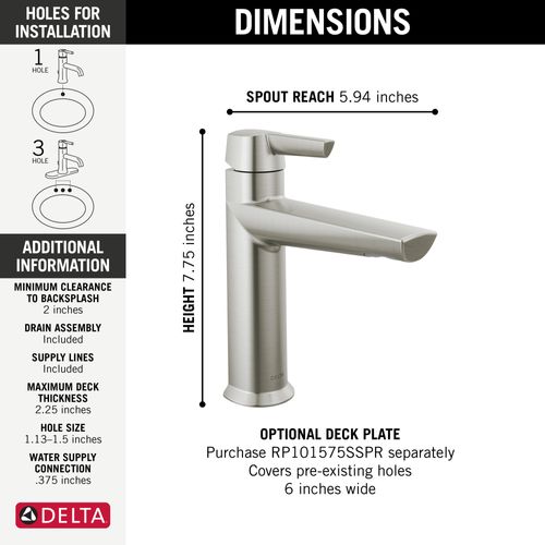 Main product image of Galeon Single Handle Bathroom Faucet, 1.2 GPM (Lumicoat Stainless), 571-SS-PR-MPU-DST