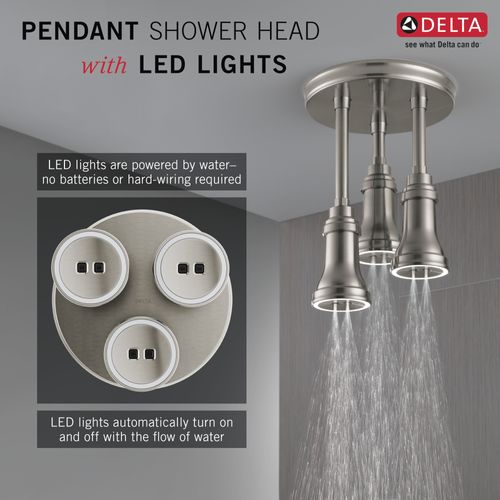 Main product image of H2OKinetic Pendant Raincan Shower Head w/ LED Light (Stainless), 57190-SS25-L