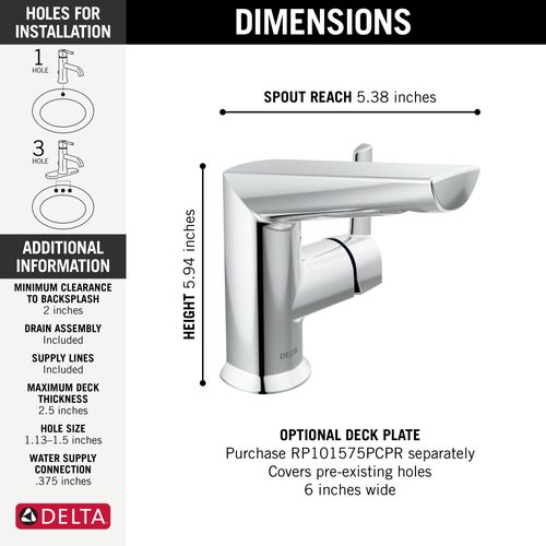 Main product image of Galeon Single Handle Bathroom Faucet (Lumicoat Chrome), 572-PR-MPU-DST