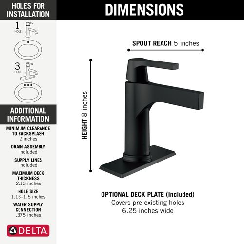 Main product image of Zura Touch2O Bathroom Faucet w/ Touchless Technology (Matte Black), 574T-BL-DST