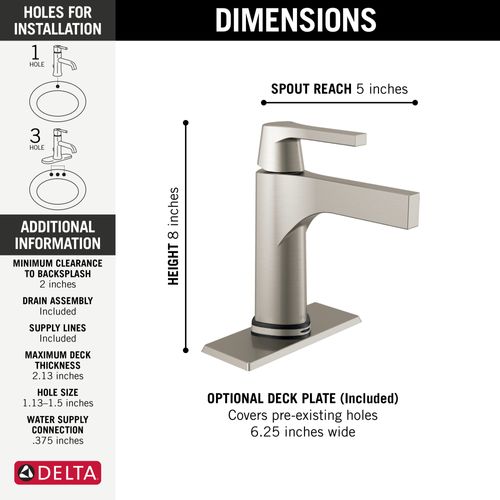 Main product image of Zura Touch2O Bathroom Faucet w/ Touchless Technology (Stainless), 574T-SS-DST