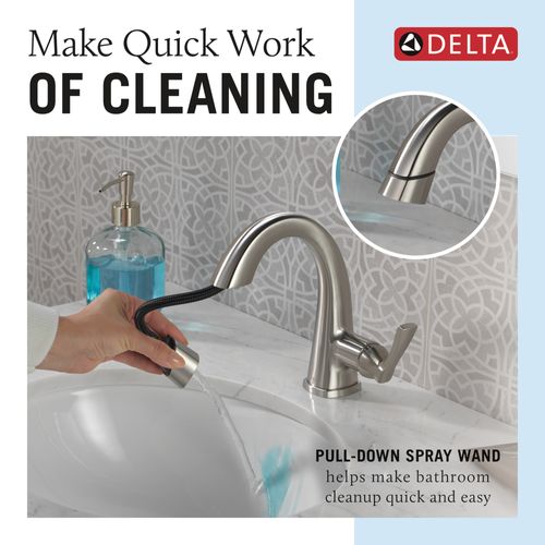 Main product image of Stryke Single Handle Pull Down Bathroom Faucet, 1.2 GPM (Lumicoat Stainless), 577-SSPD-PR-DST