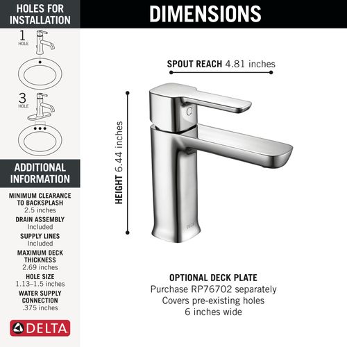 Main product image of 581LF-PP Modern Single Handle Project-Pack Bathroom Faucet (Chrome)