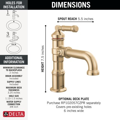 Main product image of Broderick Single Handle Bathroom Faucet, 1.2 GPM (Lumicoat Champagne Bronze), 584-CZ-PR-DST