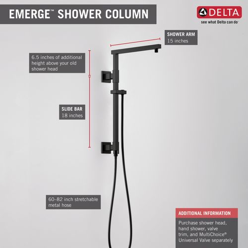 Main product image of Shower Column 18" Angular (Matte Black), 58410-BL