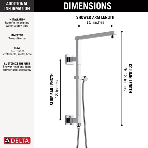 Main product image of Emerge 18" Angular Shower Column (Lumicoat Chrome), 58410-PR