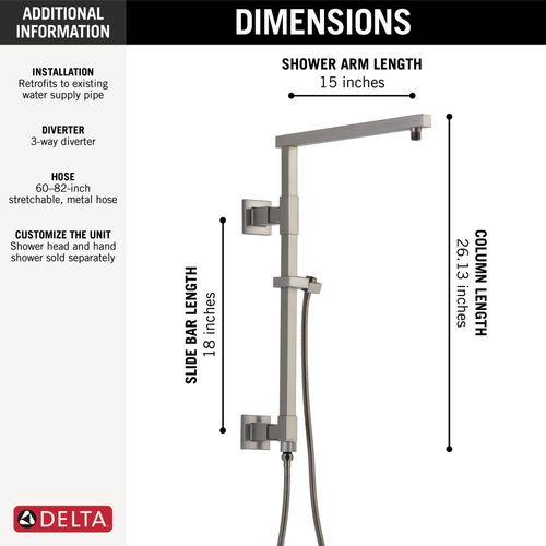 Main product image of Emerge 18" Angular Shower Column (Lumicoat Stainless), 58410-SS-PR
