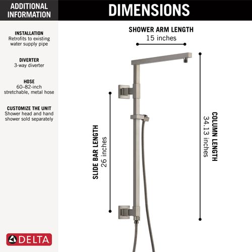 Main product image of Emerge 26" Angular Shower Column (Lumicoat Stainless), 58420-SS-PR