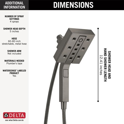 Main product image of H2Okinetic In2ition 4-Setting 2-in-1 Shower, 1.75 GPM (Lumicoat Black Stainless), 58473-KS-PR