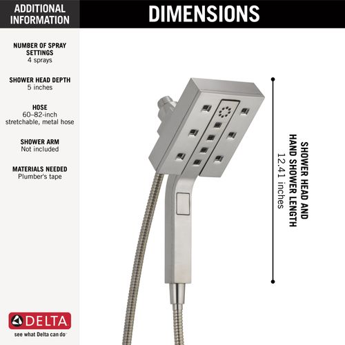 Main product image of H2OKinetic In2ition 4-Setting 2-in-1 Shower, 2.5 GPM (Lumicoat Stainless), 58473-SS-PR25