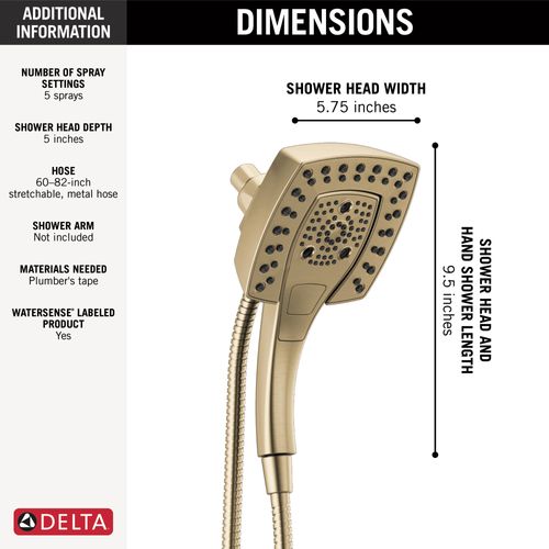 Main product image of H2Okinetic In2ition 5-Setting 2-in-1 Shower, 1.75 GPM (Lumicoat Champagne Bronze), 58474-CZ-PR