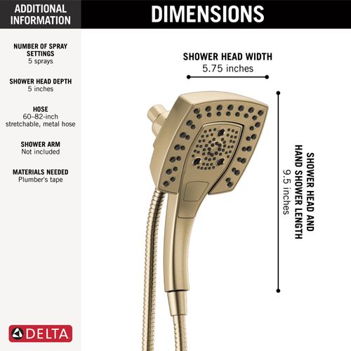 Main product image of H2Okinetic In2ition 5-Setting 2-in-1 Shower, 2.5 GPM (Lumicoat Champagne Bronze), 58474-CZ-PR25