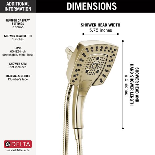 Main product image of H2OKinetic In2ition 5-Setting 2-in-1 Shower, 2.5 GPM (Lumicoat Polished Nickel), 58474-PN-PR25