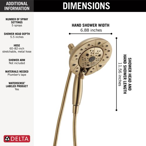 Main product image of H2Okinetic In2ition 5-Setting 2-in-1 Shower, 1.75 GPM (Lumicoat Champagne Bronze), 58480-CZ-PR-PK