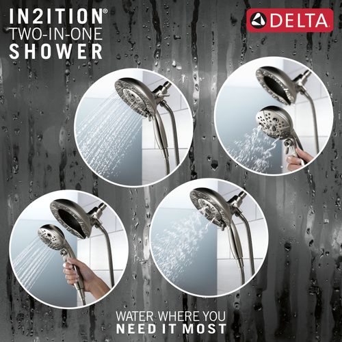 Main product image of H2Okinetic In2ition 5-Setting 2-in-1 Shower, 2.5 GPM (Lumicoat Black Stainless), 58480-KS-PR25-PK