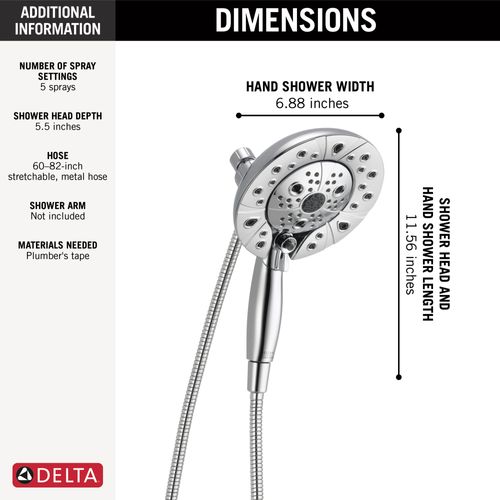Main product image of H2Okinetic In2ition 5-Setting 2-in-1 Shower, 2.5 GPM (Lumicoat Chrome), 58480-PR25-PK