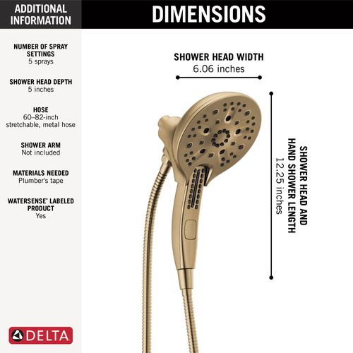 Main product image of H2Okinetic In2ition 5-Setting 2-in-1 Shower, 1.75 GPM (Lumicoat Champagne Bronze), 58620-CZ-PR-PK
